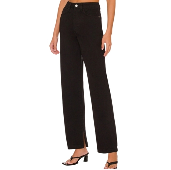 NWT WeWoreWhat Mom Slit Straight Jean Black 25 - Picture 1 of 6